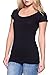OSSAMI PM Women Junior Basic Round Cotton Neck Top T-Shirt-BLACK-S