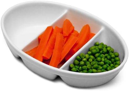 Genware Royal 3 Division Vegetable Dishes 24cm - Pack of 4 | Porcelain Dishes, White Dishes, Veg Dishes, Side Dishes - Oven to Tableware