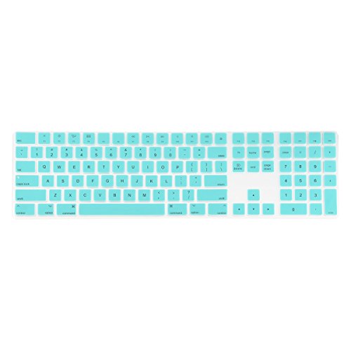 TOP CASE - Ultra Thin Silicone Soft Keyboard Cover Skin Compatible with Apple Magic Keyboard with Numeric Keypad Model: MQ052LL/A A1843 (US Layout, 2017 Released) - Aqua Blue