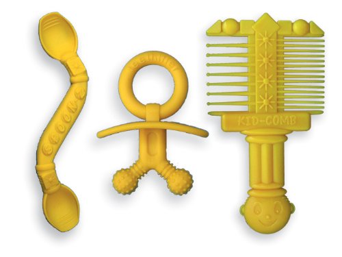 Baby Gift Set detangler Comb Teether Spoon 3 Pc Package