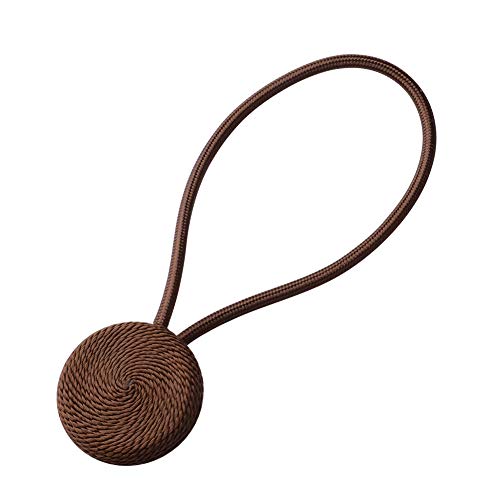 Elitlife Curtain Tiebacks Magnetic,The Most Convenient Drape Tie Backs,Decorative Rope Holdbacks/Holder for Window Sheer and Blackout Panels,Set of 2,Brown - Thumbnail 6