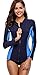 Vegatos Women Zip Front Rash Guard Long Sleeve UV Rashguard Swim Shirt Swimwear Top