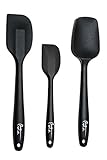 Silicone Spatula Set Heat Resistant, High Quality, 3 Piece, Solid Internal Stainless Steel Handle, FDA Approved, Nonstick, Professional Grade, Ergonomic Design