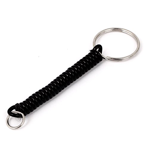uxcell Split Ring Stretchy Spring Coil Keychain Keyring 9cm Length Black