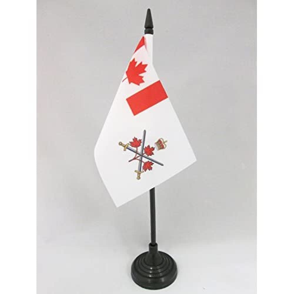 AZ FLAG - Canadian Army Table Flag 4'' x 6'' - Canada military Office Mini Banner 100% Polyester 15 x 10 cm - Mini Desk Flag with 10'' Pole and Black Plastic Base