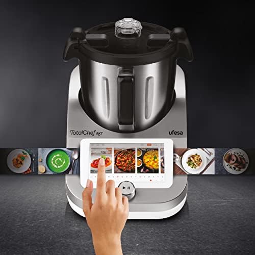 TotalChef RK7 Küchenmaschine mit WLAN, Multifunktions Küchenroboter mit Kochfunktion, Kochroboter 30 Funktionen, 4.5L, 7-Zoll-Touchscreen, Interaktives Rezeptbuch, Amazon-Exklusiv,Silber / Weiss