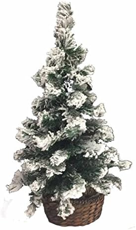 2' Potted Snow Flocked Artificial Pine Christmas Tree With Wicker Base - Unlit