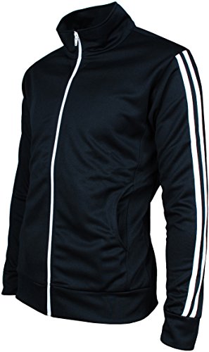Angel Cola Men's Retro Stripes Full Zip-up Track Top Jacket Dark Blue XL