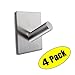 KES SUS 304 Stainless Steel Self Adhesive Towel Robe Hook and Self Sitck On Wall Hook Sticky Brushed Finish 4 Pieces, A7063-P4