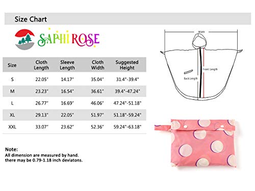 SaphiRose Lightweight Kids Rain Poncho Jacket Waterproof Outwear Rain Coat Pink Polka Dot X-Large