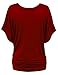 LL WT1038 Women's Versatile Casual Short Sleeve Dolman Top – Loose Fit V-Neck T-Shirt XXL Wine
