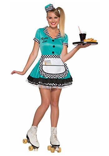 Forum Novelties Women's Betty Lou 50's Diner Waitress Costume, Blue, Medium/Large