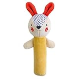 Petit Collage Eco-Friendly Organic Cotton Baby Soft Squeaker Rattle, Bunny