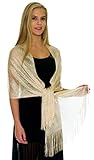 Shawls and Wraps for Evening Dresses - Sheer Bridal Womens Scarves for Prom, Wedding, Party, Bridal - Scarfs for Women with Fringe - Champagne Petal Rose