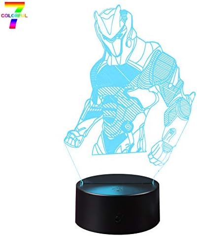 Fort-nited Omega USB Night Light Home Atmosphere Decorative 3D LED Lights Batteries Operated 7 Color 5V 3D Table Lamp for Child (Omega Black Base)