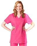 White Swan Fundamentals Ladies Mock Wrap 3-Pocket Scrub Top (Assorted Colors, XS-5X)