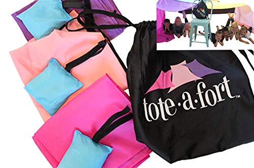 Tote a Fort Princess Blanket Fort Building Kit for Kids, 3 Blanket TOTEAFORT Toy, Make a Portable Playhouse, Play Tent Boy and Girl Indoor Outdoor Build Set, STEM Children Toy, Ages 4, 8, 12 +