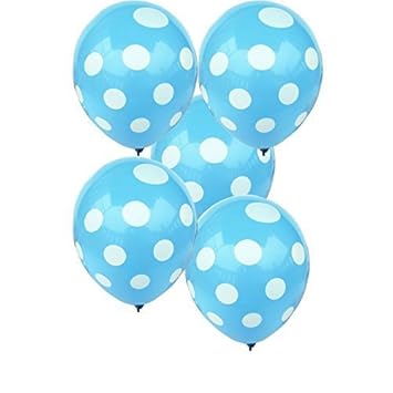 Sky Blue 12 Inches Pack Of 30 Polka Dot Balloon For Theme Party
