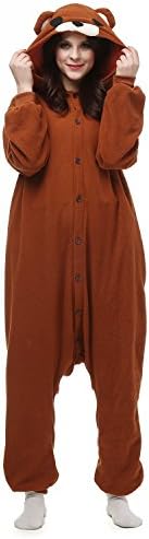 Unisex Adult Cartoon Animal Cosplay Costume Brown Bear Pajamas M