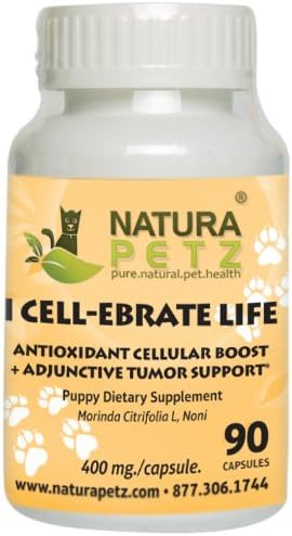 Natura Petz I Cell-Ebrate Life Antioxidant Cellular Boost, Adjunctive Tumor Support for Puppies, 90 Capsules, 400mg Per Capsule