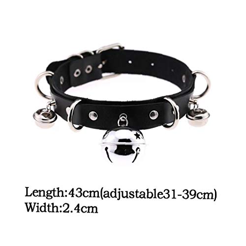 Pelle-Choker-Collare-di-Cuoio-Clavicola-Collana-Cintura-con-Bells-Jewelry