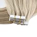 Moresoo 18 Inch PU Tape in Hair Extensions Color #18 Ash Blonde Highlighted with #613 Blonde 100g/40pcs Invisible Seamless Skin Weft Human Hair Extensions Glue on Tape on Extensions