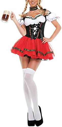 ONAMANO Women's Christmas Costume Bavarian Beer Girl Dirndl Dress Cosplay Halloween Costume