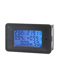 DROK multímetro digital ac 50   300 V 20 A voltímetro amperímetro Voltaje Amperaje Factor de Potencia Calibre Medidor de frecuencia Volt Amp w Power Monitor visualización LCD Retroiluminación Azul con Built in de energía derivación de corriente