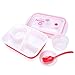 Bento Box Lunch Box 3-compartment 1-bowl (4 in 1) 1- Spoon - Silicone Leakproof Healthy Lunch Boxes for Kids Adults - Food Grade Plastic Containers Crisper - Special Smart Valve Microwave-safe Red