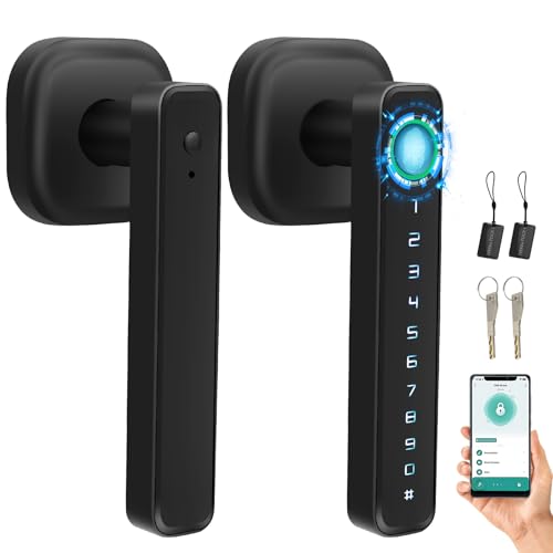 LOKOOY Cerradura Inteligente,Cerradura Electrónica 5 en 1,TUYA App Bluetooth,Huella Digital,Contraseña,Llave física,Tarjeta IC,Protección con Contraseña,Cerradura de Seguridad Fácil de Instalar(Negro)