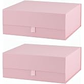 PLINJOY 2 Pcs Pink Gift Box Large 13.5x11.8x4.7 Inches, Pink Gift Boxes for Presents with Magnetic Closure Lid, Luxury Gift Box Rectangle Collapsible Boxes for Gift Packaging