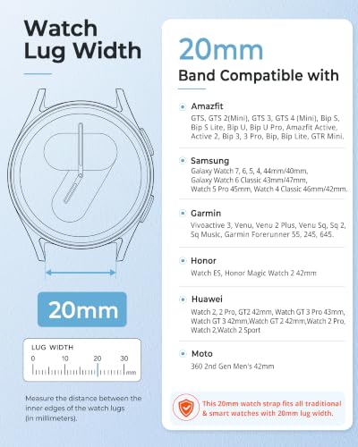 Higgs Strap 20 mm Nylon Compatible with Amazfit Bip 3/Bip 3pro/GTS/GTS 2 | 3 Pack 20 mm Breathable and Elastic Straps with Velcro Adjustment, Soft, for Garmin Forerunner 165/245/645/55/158