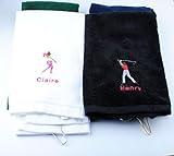 GP Personalized Golf Towel for Men and Women Custom Embroidered with Hanging Ring for Birthday