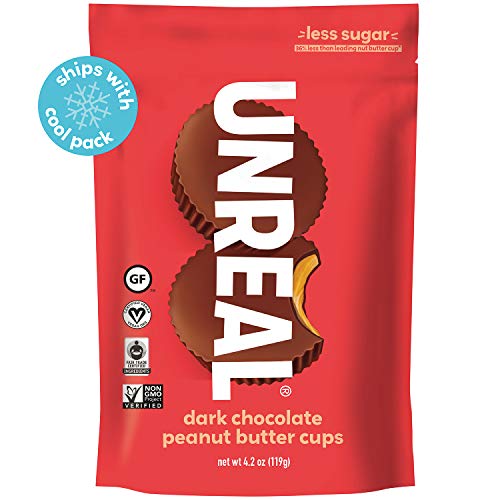 UNREAL Dark Chocolate Peanut Butter Cups | Vegan, Gluten Free, Less Sugar | 3 Bags
