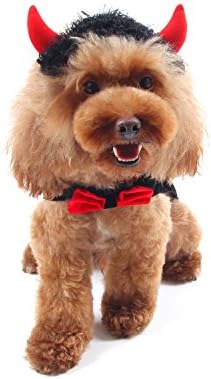 HBuir Pet Custom Devil Cape with Matching Hat,Red,Large
