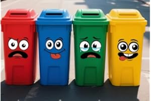 4 Sheets of Cartoon Face Stickers, Self-Adhesive Removable Decor Stickers for Trash Cans, Walls, Toilet Décor