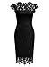Miusol Women's Retro Floral Lace Slim Evening Cocktail Mini Dress (Large, Black)