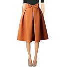Hanlolo Ladies High Waisted Skirts Pleated Flared Full Circle Skirts Dress Brown  8/10