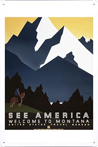 Tin Sign of Retro Vintage Travel Poster Montana America USA (20x30cm) By Nature Scene Painting