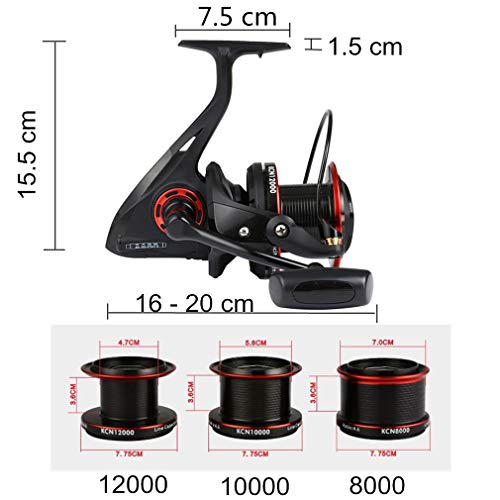 Diwa Spinning Angelrollen 8000/10000/12000 Serie SüÃwasser-Salzwasser-Hochseefischen Brandungsangeln 12 + 1 rostfreie Kugellager 70 Pfund Höchstwiderstand Ultra Smooth Powerful Spool Durable Gear – Bild 7