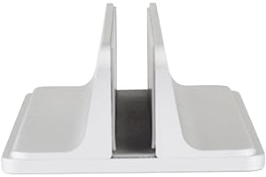 KALLORY Aluminium Alloy Vertical Laptop Stand Silver with Cooling Base Desktop Holder for Surface Laptop