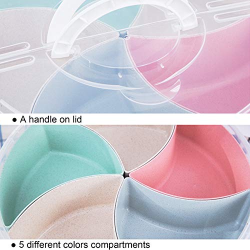 amokk Divided Serving Tray Platter with Lid & Handle Storage Container