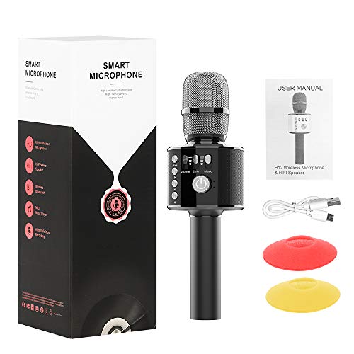 Bluetooth Microfono Karaoke, Xpreen Microfono Bambini Senza Fili Wireless Portatile Macchina da Karaoke per Android/iPhone/iPad/Sony/PC Smartphone