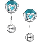 Turquoise Earrings for Women, Screw Back Removal-free Safe 926 Sterling Silver Post Stud Earrings for Sensitive Ears, Dual-Sided Wear Earrings turquoise Jewelry for Women/Girls