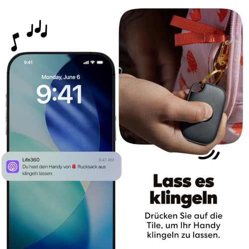 Tile Pro - Leistungsstarker Bluetooth-Tracker, Schlüssel- und Gegenstandsfinder für Schlüssel, Taschen und mehr. iOS- & Android-kompatibel. Handy-Finder. 1er-Pack (Schwarz)