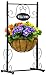 Sorbus Welcome Planter Basket Stand with Coco Liner, Stylish Flower, Plant, and Outdoor Décor for Home, Garden, Patio, Deck, Black Metal