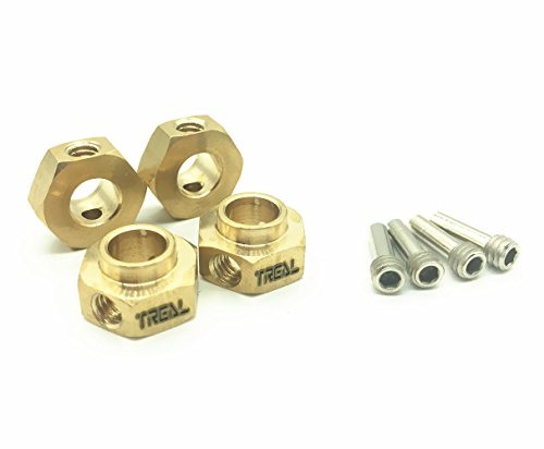 Treal Brass Wheel Hubs Hex Pins 4pcs-Set for Traxxas TRX-4 RC Car +0