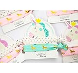 Unicorn Hair Ties and Bracelet Party Favors - 8 Pack (16 pieces) - Girls Birthday Party - Premium Quality and Unique Design