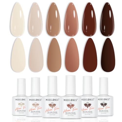 modelones Nude Brown Gel Nail Polish Set