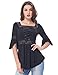 Belle Poque Women's Victorian Gothic Shirt Renaissance Irregular Stretchy Cotton Tops Black M